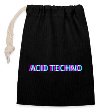 Acid Techno Rave Festival Electro Musik Raver - Verschließbarer Geschenkbeutel aus Baumwolle (14x20cm) - Schwarz - Vorne