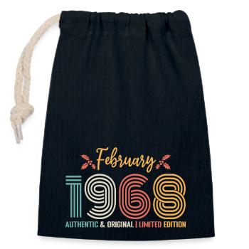 Février 1968 anniversaire Février 1968 rétro - Sac cadeau en coton avec cordon (14 x 20 cm) - bleu marine - Devant