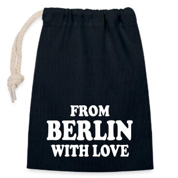 From berlin with love - Verschließbarer Geschenkbeutel aus Baumwolle (14x20cm) - Navy - Vorne
