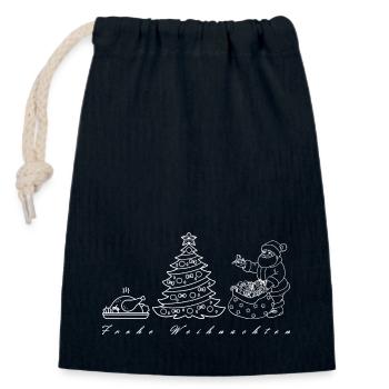 Frohe Weihnachten Weihnachtsmann Weihnachtsgans - Verschließbarer Geschenkbeutel aus Baumwolle (14x20cm) - Navy - Vorne