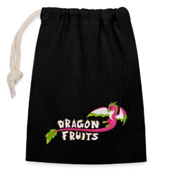 Fruits du Dragon - Sac cadeau en coton avec cordon (14 x 20 cm) - noir - Devant