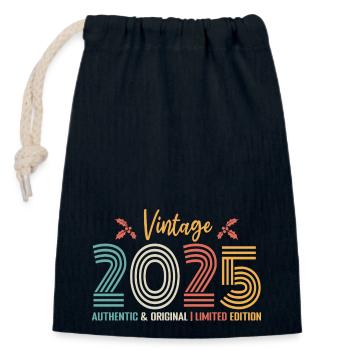 Geburtstag 2025 Geburtstag 2025 Retro - Verschließbarer Geschenkbeutel aus Baumwolle (14x20cm) - Navy - Vorne