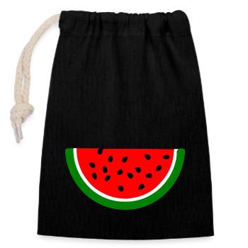 Wassermelone - Verschließbarer Geschenkbeutel aus Baumwolle (14x20cm) - Schwarz - Vorne