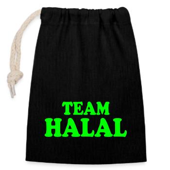 Team halal - Closable cotton gift bag (14x20cm) - black - Front