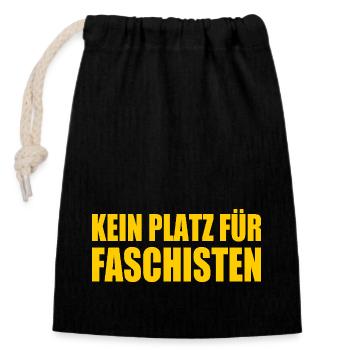 kein platz für faschisten - Verschließbarer Geschenkbeutel aus Baumwolle (14x20cm) - Schwarz - Vorne