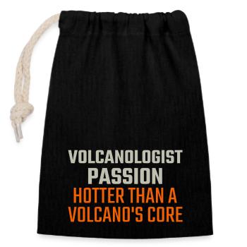 Volcanologist Passion Volcanology - Verschließbarer Geschenkbeutel aus Baumwolle (14x20cm) - Schwarz - Vorne