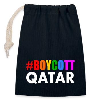 Boycott qatar - Closable cotton gift bag (14x20cm) - navy - Front