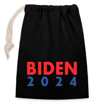 Joe biden 2024 - Closable cotton gift bag (14x20cm) - black - Front