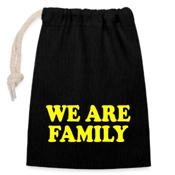 We are family - Sac cadeau en coton avec cordon (14 x 20 cm) - noir - Devant