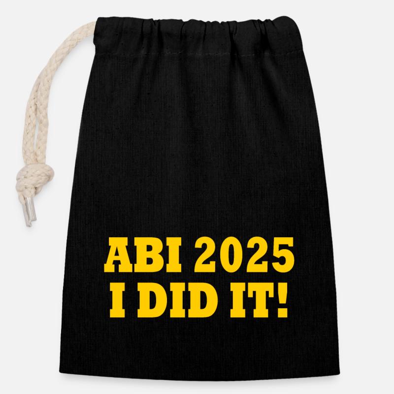 Abi 2025 i did it - Verschließbarer Geschenkbeutel aus Baumwolle (14x20cm) - Schwarz