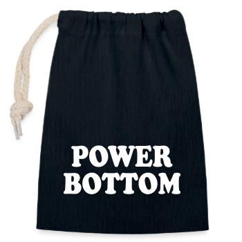 Power bottom - Closable cotton gift bag (14x20cm) - navy - Front