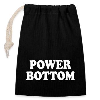Power bottom - Closable cotton gift bag (14x20cm) - black - Front