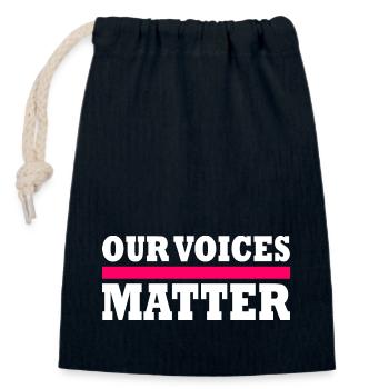 Our voices matter - Closable cotton gift bag (14x20cm) - navy - Front