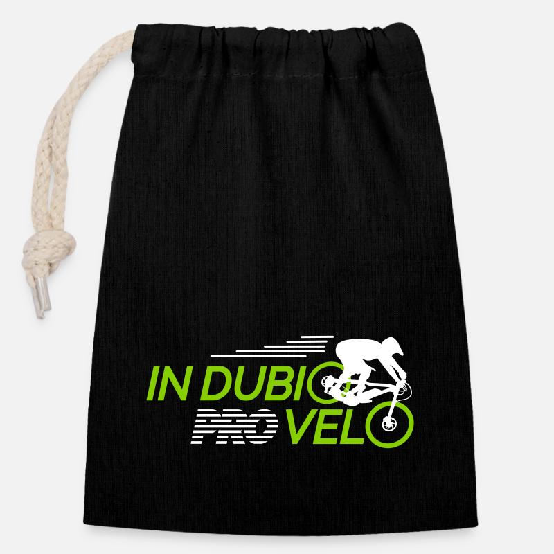 in dubio pro velo - Vélo - Sac cadeau en coton avec cordon (14 x 20 cm) - noir