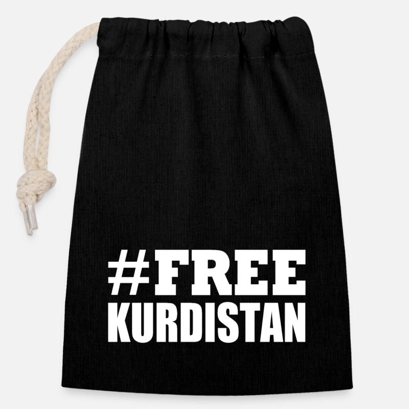 Free Kurdistan - Sac cadeau en coton avec cordon (14 x 20 cm) - noir