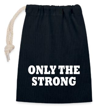 only the strong - Sac cadeau en coton avec cordon (14 x 20 cm) - bleu marine - Devant