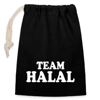 Team halal - Verschließbarer Geschenkbeutel aus Baumwolle (14x20cm) - Schwarz - Vorne