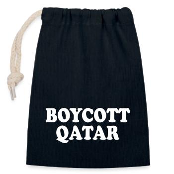 Boycott qatar - Closable cotton gift bag (14x20cm) - navy - Front