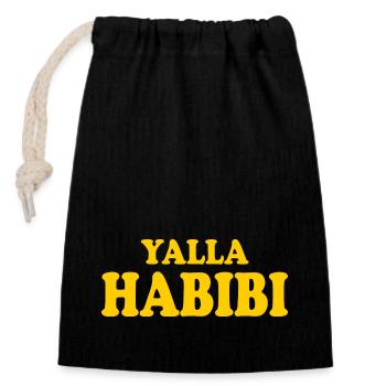 Yalla habibi - Closable cotton gift bag (14x20cm) - black - Front