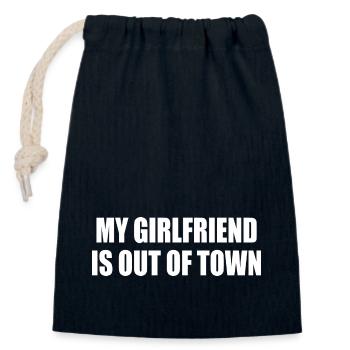 my boyfriend is out of town - Closable cotton gift bag (14x20cm) - navy - Front