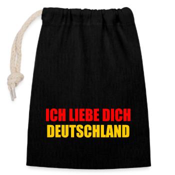 ich liebe dich deutschland - Verschließbarer Geschenkbeutel aus Baumwolle (14x20cm) - Schwarz - Vorne