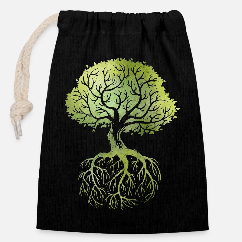 Roots - Verschließbarer Geschenkbeutel aus Baumwolle (14x20cm) - Schwarz