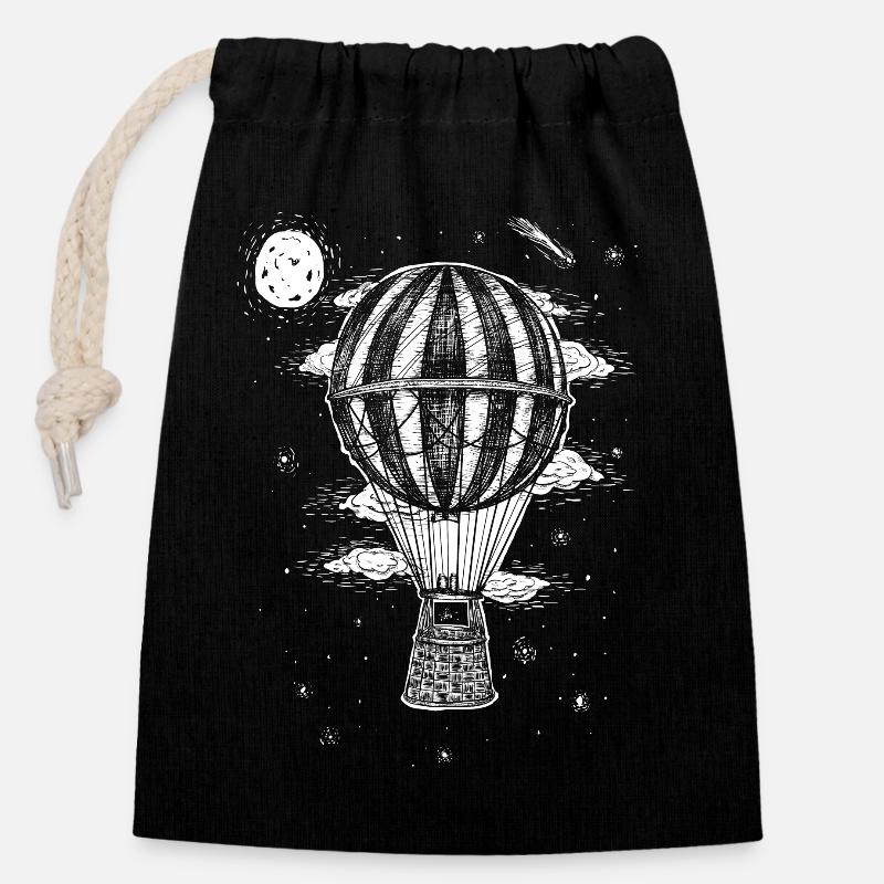 Baloon - Sac cadeau en coton avec cordon (14 x 20 cm) - noir