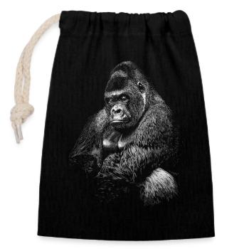 Gorilla - Closable cotton gift bag (14x20cm) - black - Front