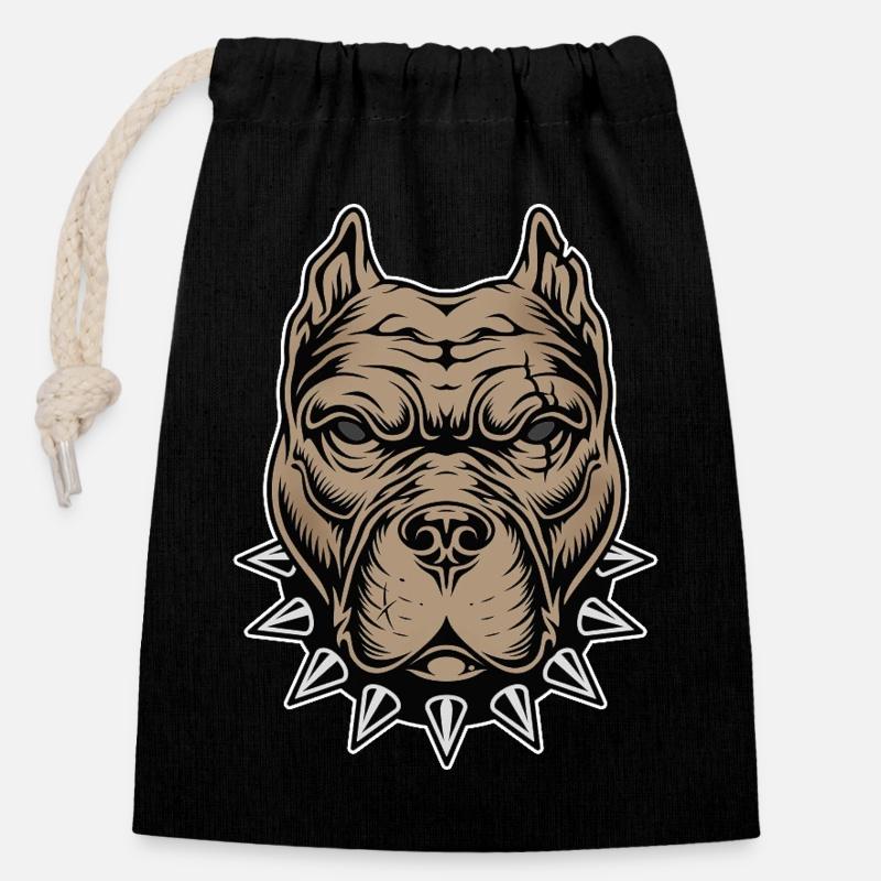 Chien agressif - Sac cadeau en coton avec cordon (14 x 20 cm) - noir