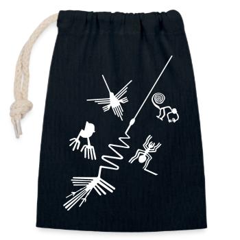 Nazca Lines - Peru - Closable cotton gift bag (14x20cm) - navy - Front