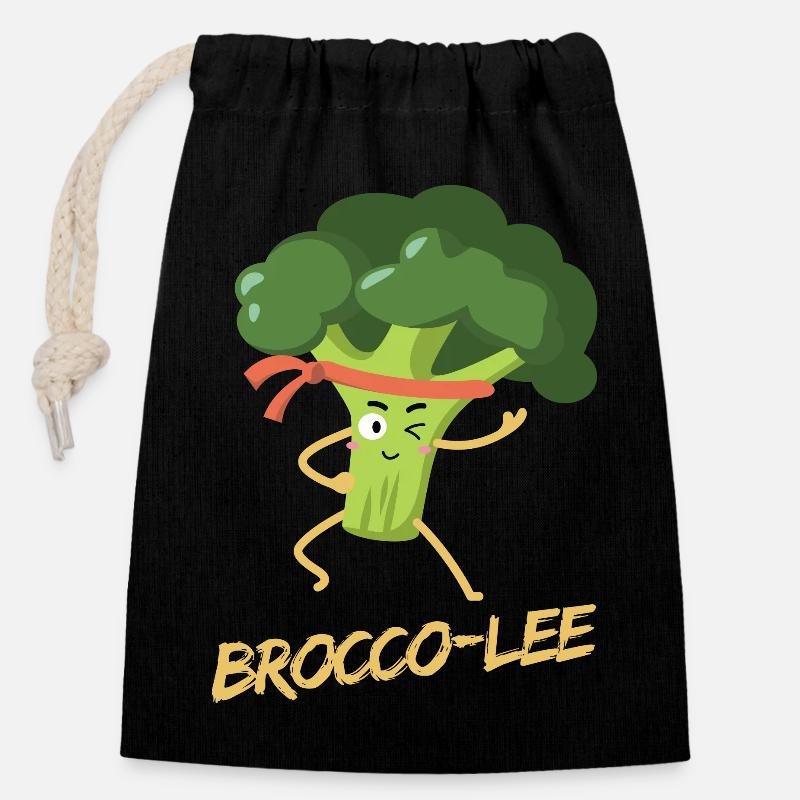 Brocco-Lee - gesunder Kampfsport - Verschließbarer Geschenkbeutel aus Baumwolle (14x20cm) - Schwarz