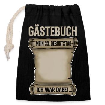 33. Geburtstag Gästebuch - Verschließbarer Geschenkbeutel aus Baumwolle (14x20cm) - Schwarz - Vorne