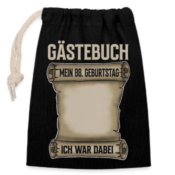 88. Geburtstag Gästebuch - Verschließbarer Geschenkbeutel aus Baumwolle (14x20cm) - Schwarz - Vorne