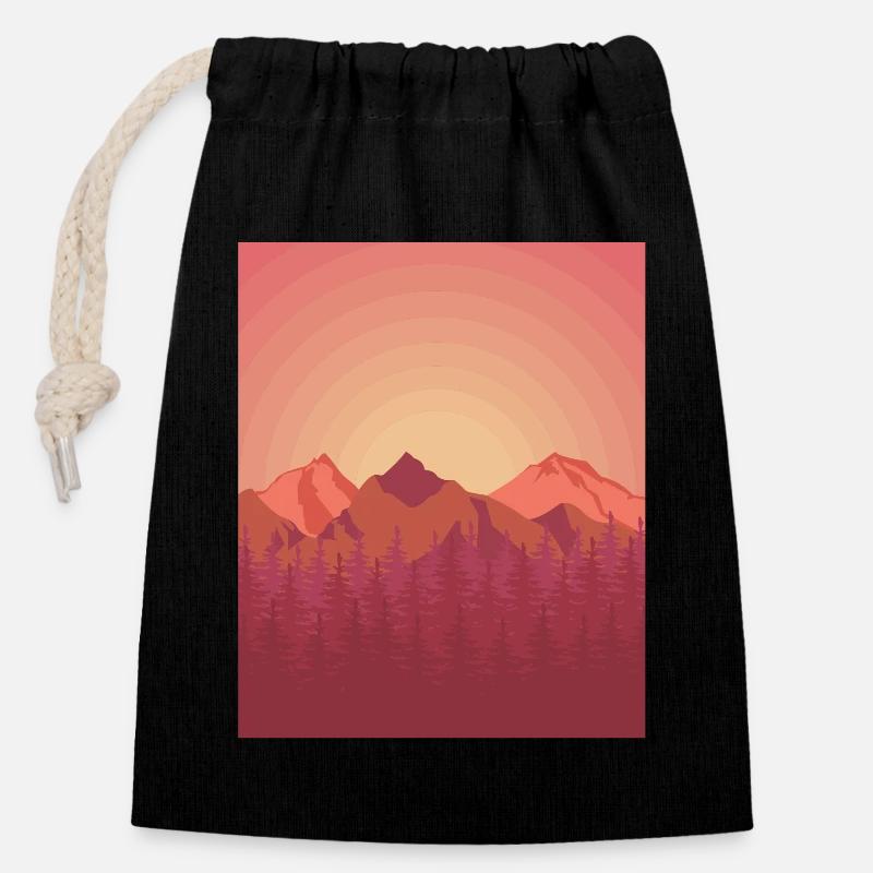 Lever de soleil idyllique - Sac cadeau en coton avec cordon (14 x 20 cm) - noir