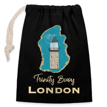 Londres, Trinity Buoy Lighthouse, Pixel Art - Sac cadeau en coton avec cordon (14 x 20 cm) - noir - Devant