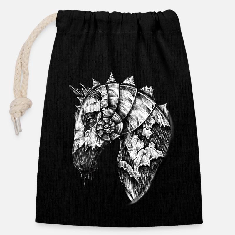 Slavic Horse - Closable cotton gift bag (14x20cm) - black