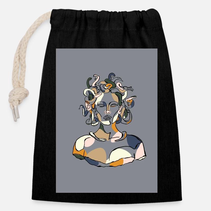 Blue jellyfish - Closable cotton gift bag (14x20cm) - black