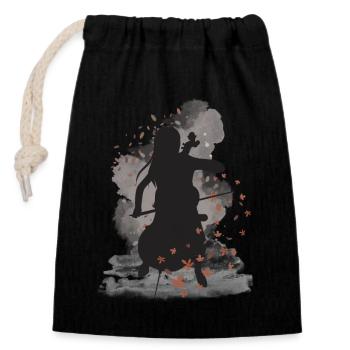 Cello, playing the cello, music, Wednesday, series - Closable cotton gift bag (14x20cm) - black - Front
