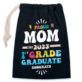 Fière maman d’une classe de 1ère année de 2023 Graduation - Sac cadeau en coton avec cordon (14 x 20 cm) - bleu marine - Devant