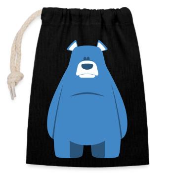 blauer Teddybär - Verschließbarer Geschenkbeutel aus Baumwolle (14x20cm) - Schwarz - Vorne