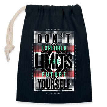 Don't limit yourself - Sac cadeau en coton avec cordon (14 x 20 cm) - bleu marine - Devant