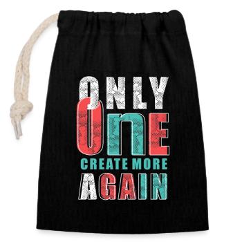 One create more gain - Closable cotton gift bag (14x20cm) - black - Front