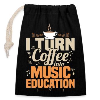 I Turn Coffee Into Music Education Music Teacher S - Verschließbarer Geschenkbeutel aus Baumwolle (14x20cm) - Schwarz - Vorne