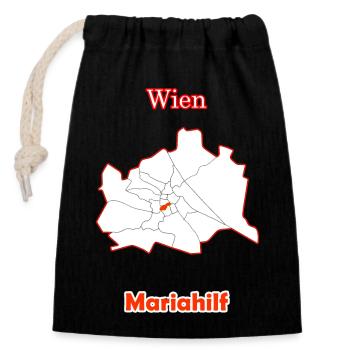 Bezirke Mariahilf Karte mit Wien Stadtkarte - Verschließbarer Geschenkbeutel aus Baumwolle (14x20cm) - Schwarz - Vorne