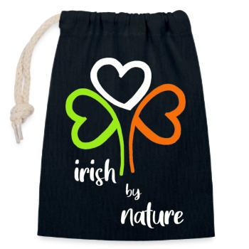 Fête de la Saint-Patrick Irlande Nature Famille Naissance Trèfle - Sac cadeau en coton avec cordon (14 x 20 cm) - bleu marine - Devant