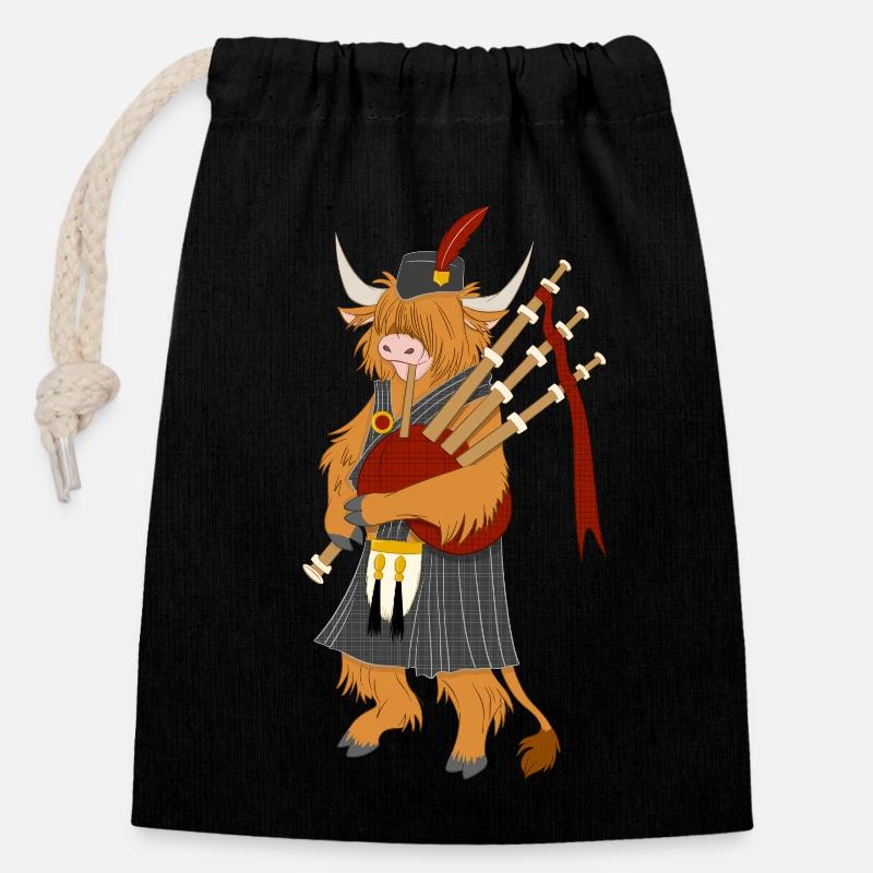 Coo on the Bagpipes - Closable cotton gift bag (14x20cm) - black