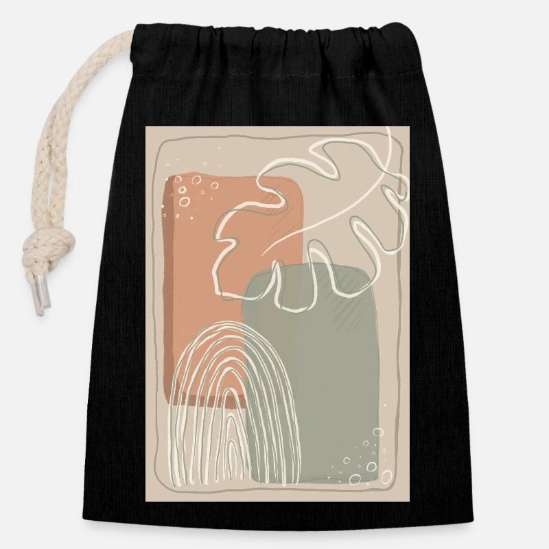 Leaf rainbow boho - Closable cotton gift bag (14x20cm) - black