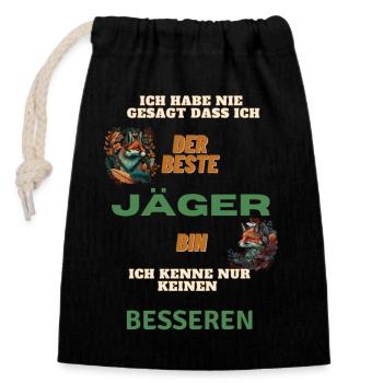 Bester Jäger Geschenk - Verschließbarer Geschenkbeutel aus Baumwolle (14x20cm) - Schwarz - Vorne