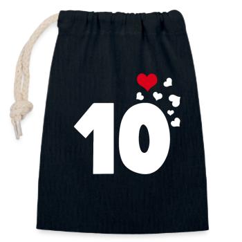 10 hearts 10th birthday - Closable cotton gift bag (14x20cm) - navy - Front