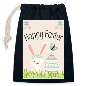 Happy Easter Bunny - Verschließbarer Geschenkbeutel aus Baumwolle (14x20cm) - Navy - Vorne